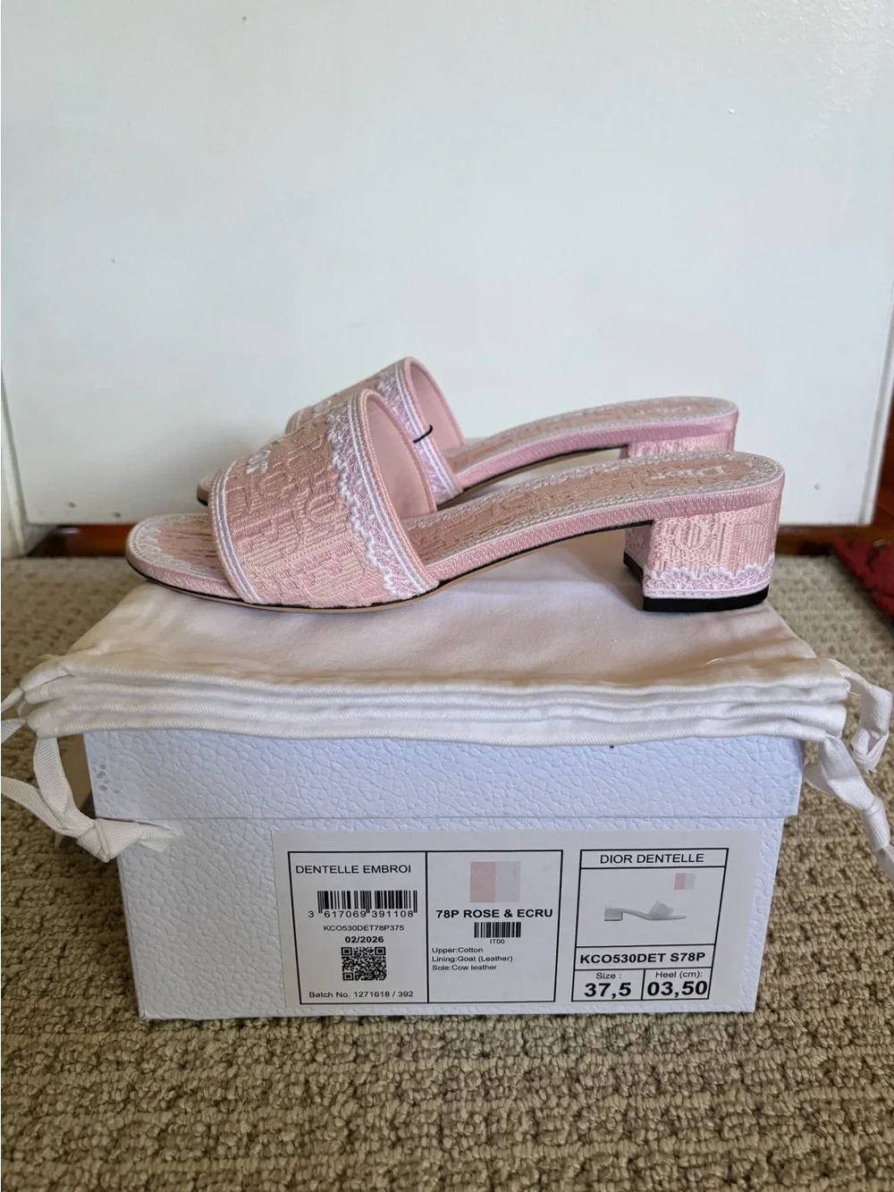 Dior Blush Pink Embroidered Slide Mules - Picture 3 of 7